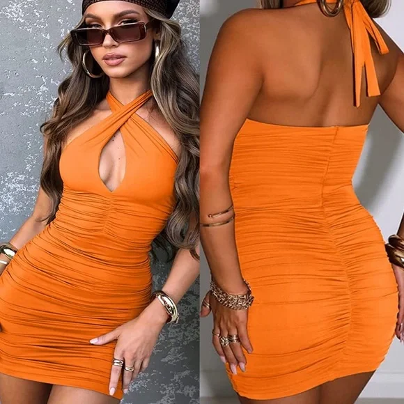 Think Vintage Online | Dresses | Orange Y2k Womens Criss